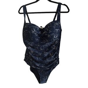 Elegant Navy Floral One-Piece Swimsuit